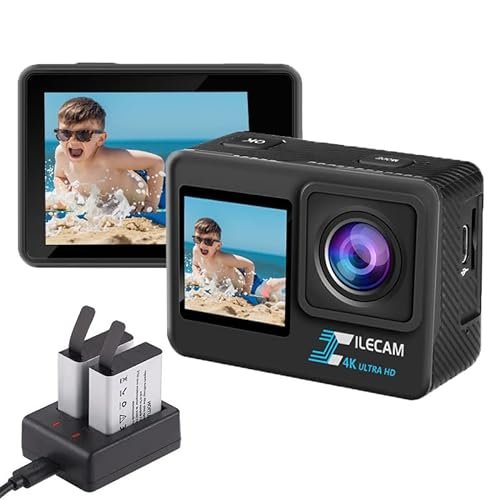 Xilecam Caméra Sport 4K WiFi Double écran Action Cam 4*Zoom ét …