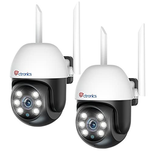 Ctronics 2PCS Caméra Surveillance WiFi Exterieure, 1080P PTZ Cam …